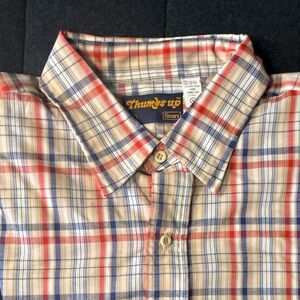 VINTAGE 70s-80s NOS-Thumbs Up by Sears Plaid Button-Down Shirt * Never Worn